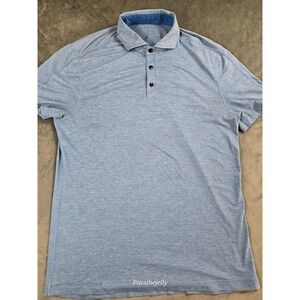 Lululemon‎ Shirt Mens Medium Polo Outdoors Golf Lightweight Blue Tech Evolution